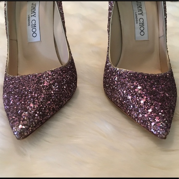 Beautiful Authentic JIMMY CHOO Rose Pink Champagne Glitter Ombré Pump SHOES 37.5 - Picture 8 of 9